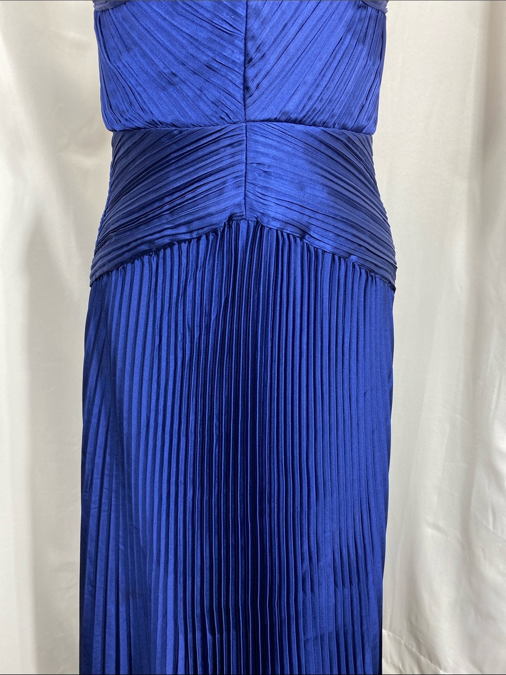 Lulus Elkay Navy Blue Pleated Satin Drop Waist Maxi Dress Size M NWT - Picture 6 of 16